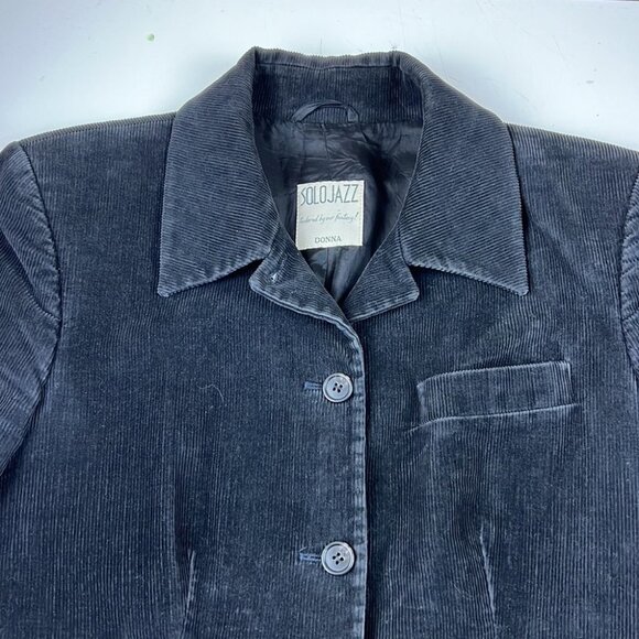 Solo Jazz  Italian Long Black Corduroy Blazer - Picture 7 of 10